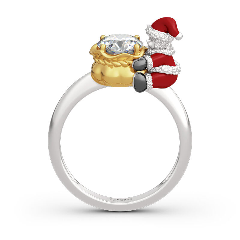 جوليا Hug Me خاتم قطع دائري من الفضة الإسترليني بتصميم كيس حلوى "طفل عيد الميلاد"