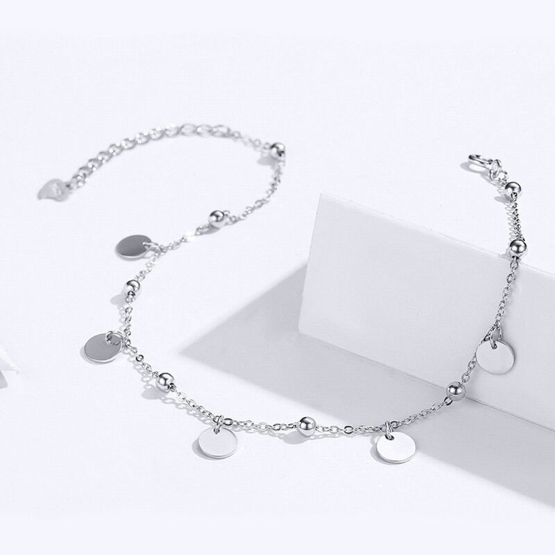 Jeulia Simple Style Disc Sterling Silver Anklet