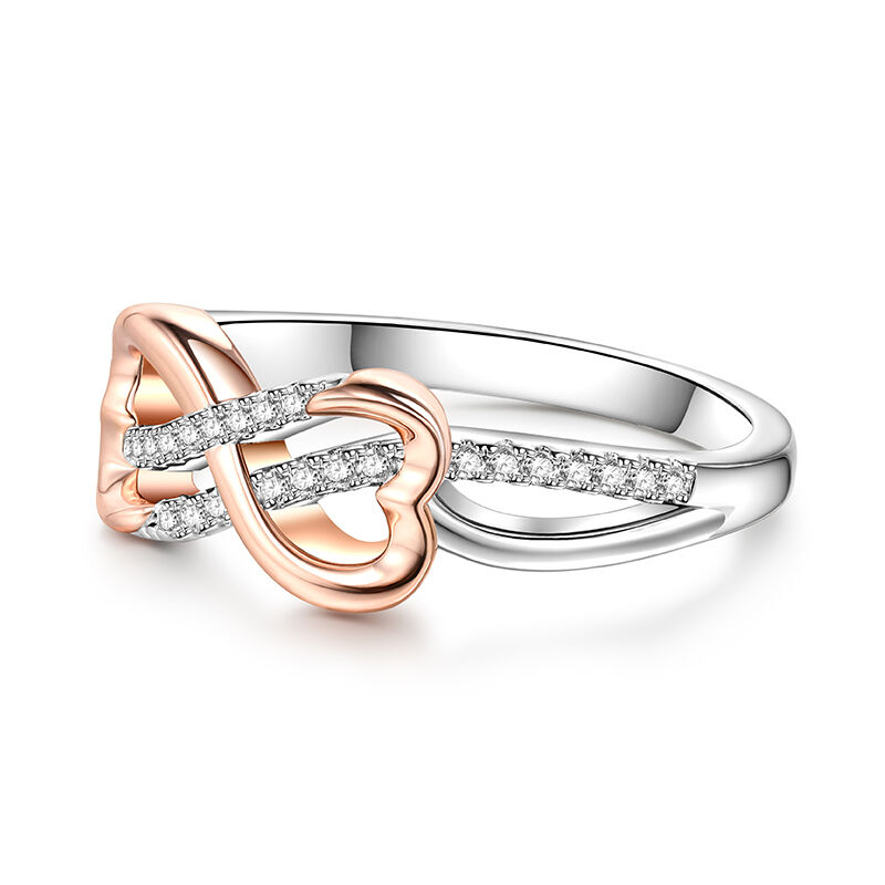 Jeulia Open Heart & Infinity Design Sterling Silver Women's Band