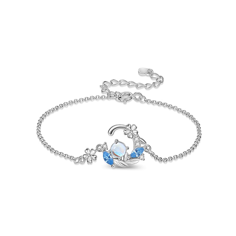 Jeulia Fantasy Flower Bracelets Moonstone Sterling Silver