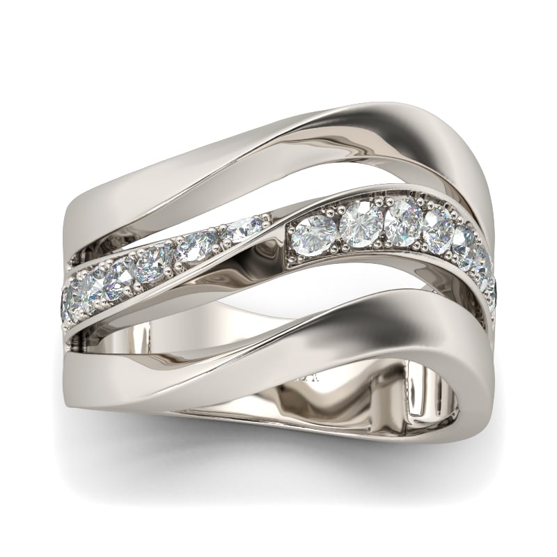 Jeulia Curving Sterling Silver Cocktail Ring