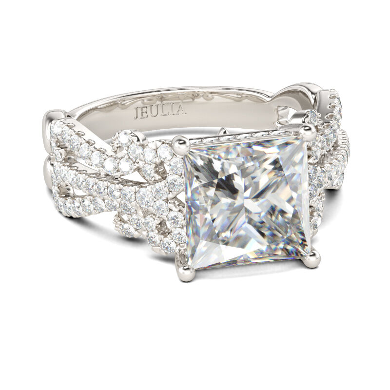 Jeulia Vintage Spitze Design Prinzess-Schliff Sterling Silber Ring