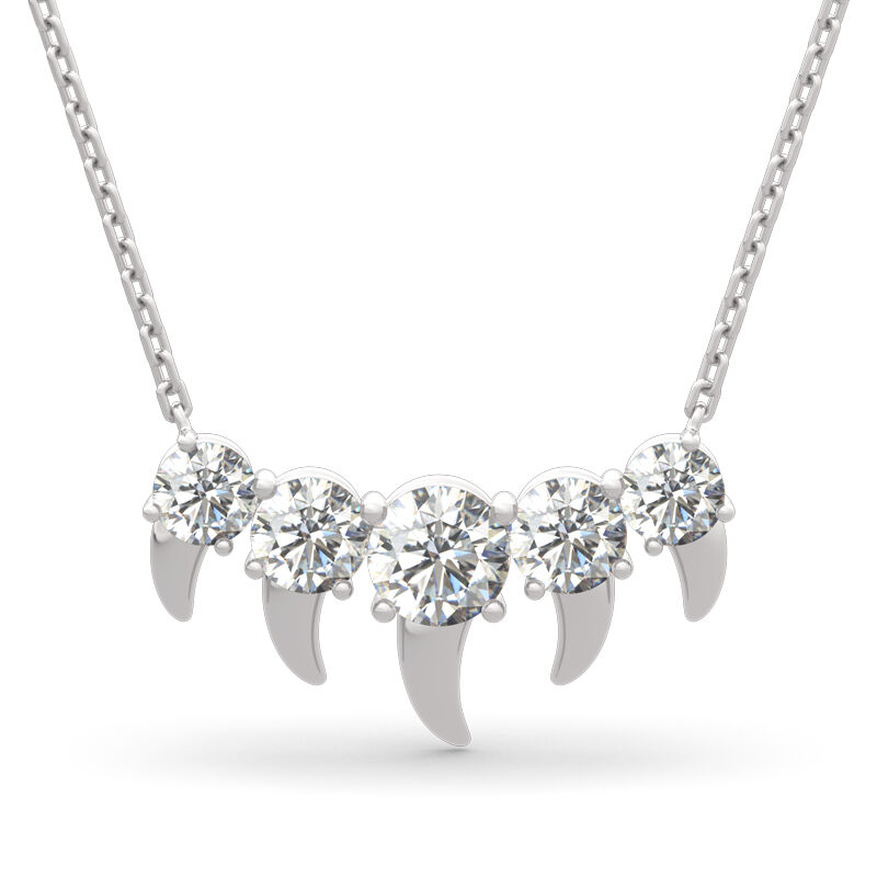 Jeulia Spike Design Round Cut Sterling Silver Necklace