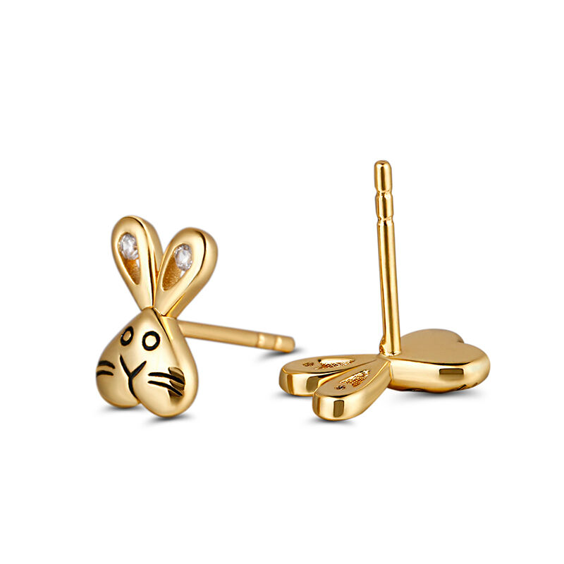 Jeulia "Adorable Bunny" Sterling Silver Children's Earrings