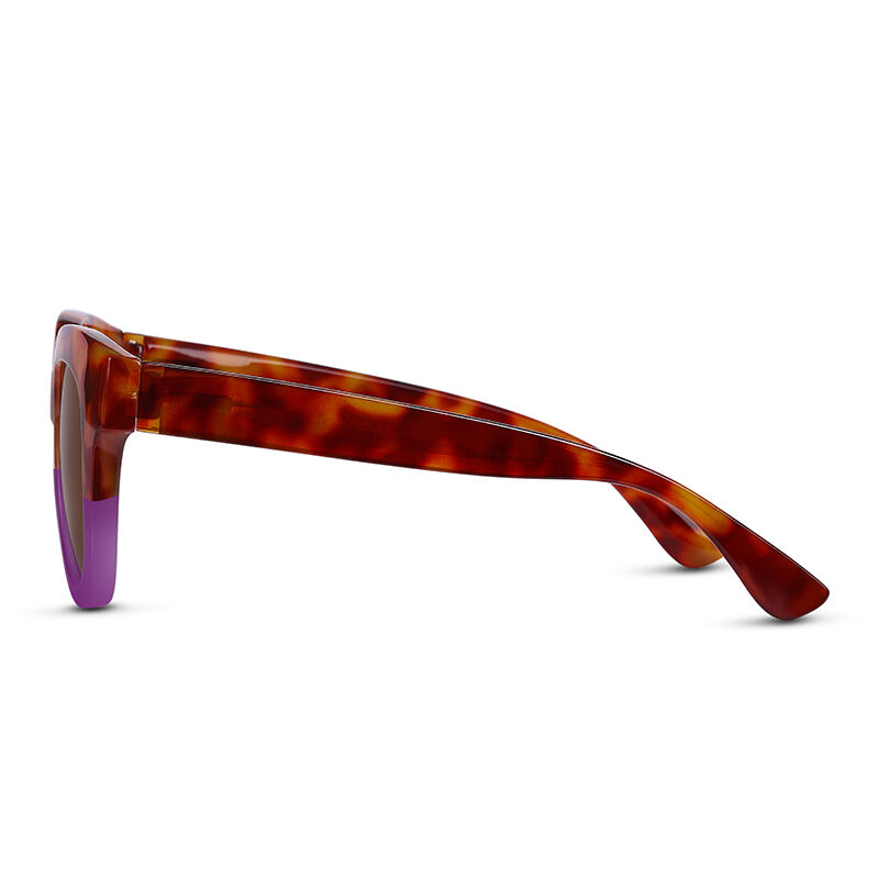 Jeulia "Crush" Square Tortoise Purple/Brown Women's Sunglasses