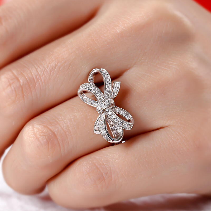 Jeulia Anillo Con Lazo De Cóctel En Plata De Ley