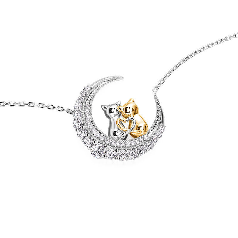 Jeulia Luna Astra Colar de Gato e Lua Two Tone