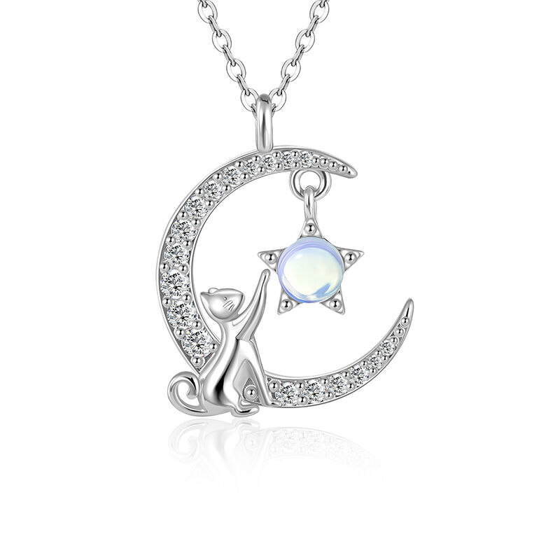 Jeulia Moon Huggers Collier Chat en Pierre de Lune