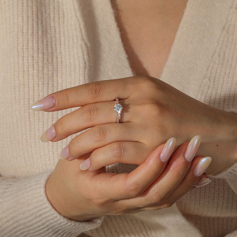 Jeulia Bague Promesse Design Twist Coupe Ronde Simple en Or Rose