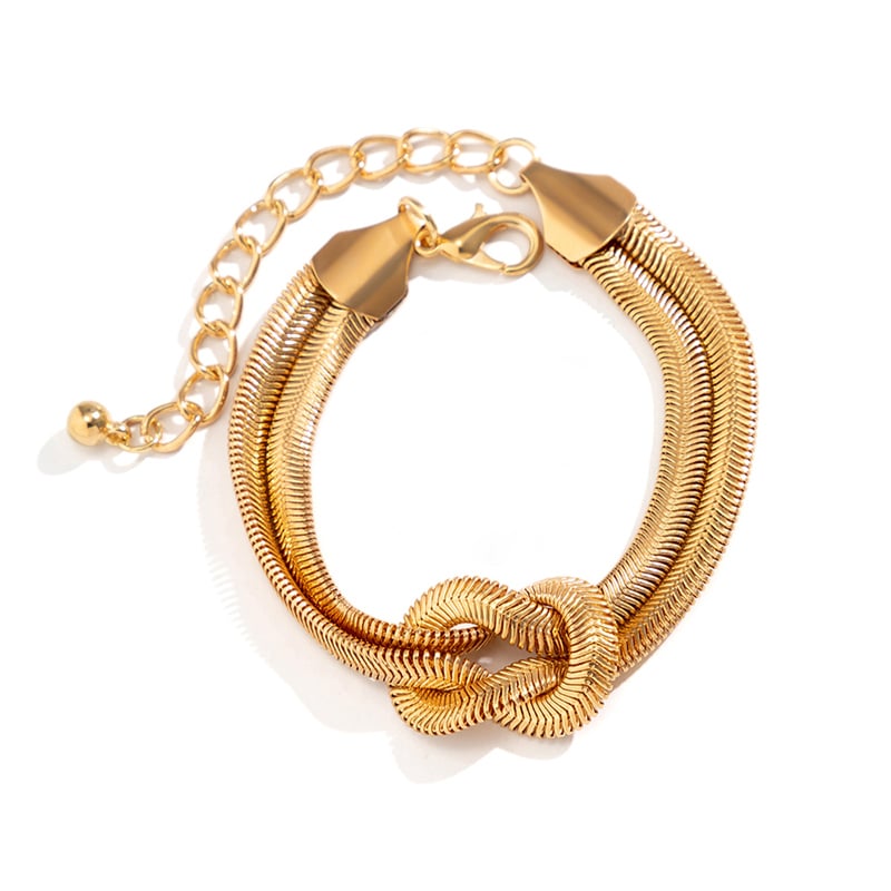 Jeulia Knot Design Gold Tone Chain Bracelet