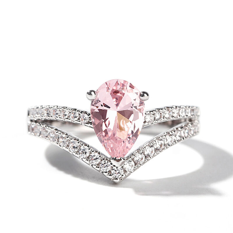 Jeulia Pear Cut Synthetic Morganite Sterling Silver Ring
