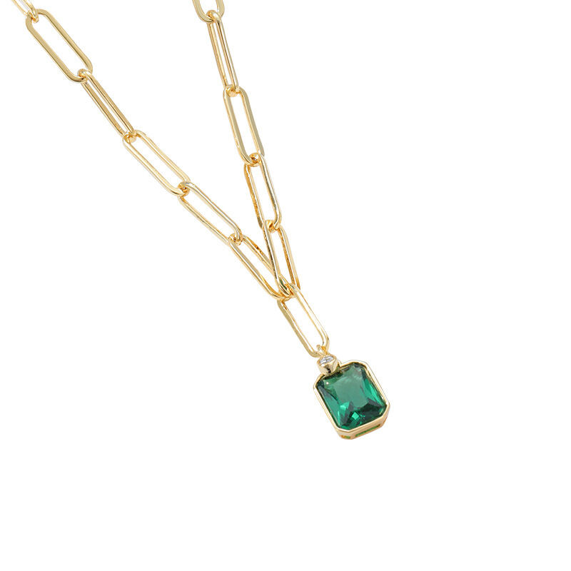 Jeulia "Green Mystery" Spinel Gold-plated Copper Necklace