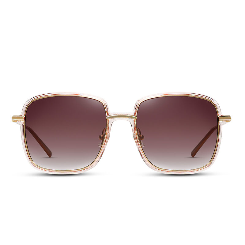 Jeulia "Shining Line" Square Brown Gradient Polarized Women's Sunglasses