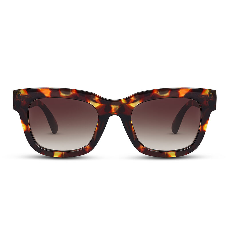 Jeulia Gafas de sol unisex cuadradas de color degradado tortuga oscura/marrón