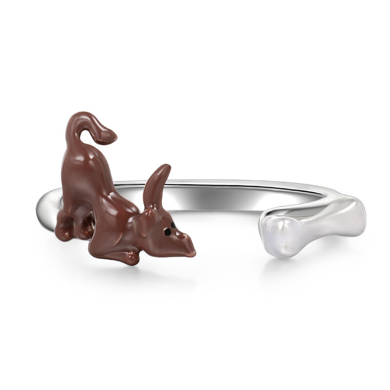 Jeulia Regulowany srebrny pierścionek Dog&Bone