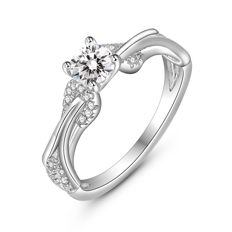 Jeulia Knot Infinity Engagement Ring Round Cut Sterling Silver