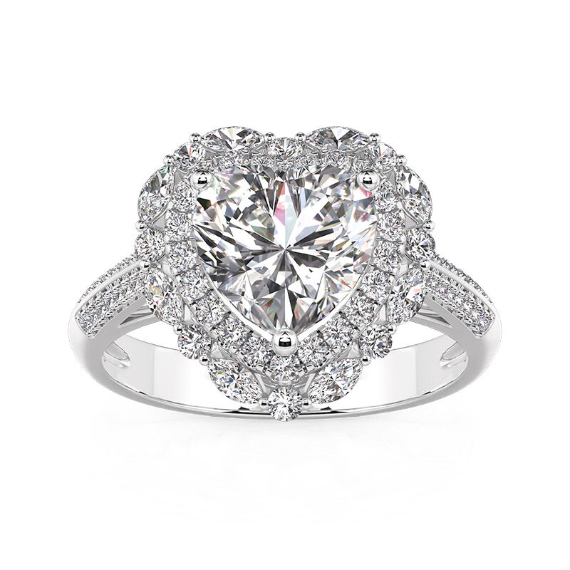 Jeulia Anello di Fidanzamento Vintage a Forma di Cuore con Doppio Alone in Argento Sterling