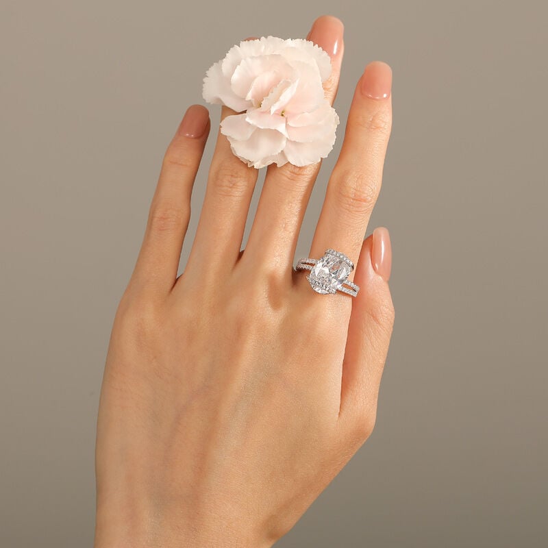 Jeulia Bypass Oval Engagement Ring Sterling Silver