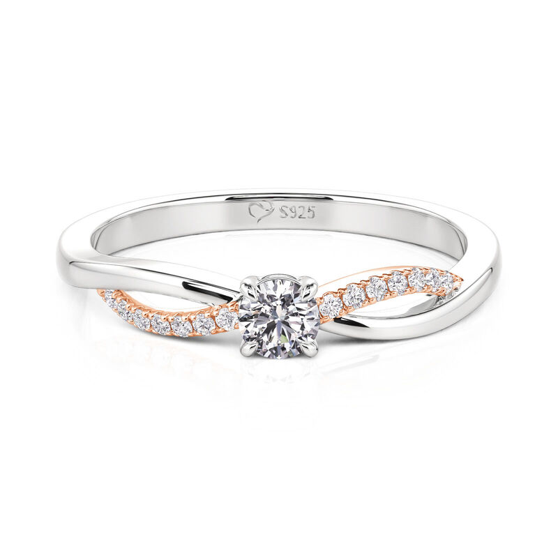 Jeulia Two Tone Twist Round Cut Promise Ring for Women