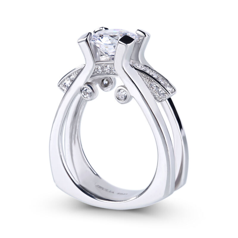 Jeulia Modern Design Round Cut Sterling Silver Ring