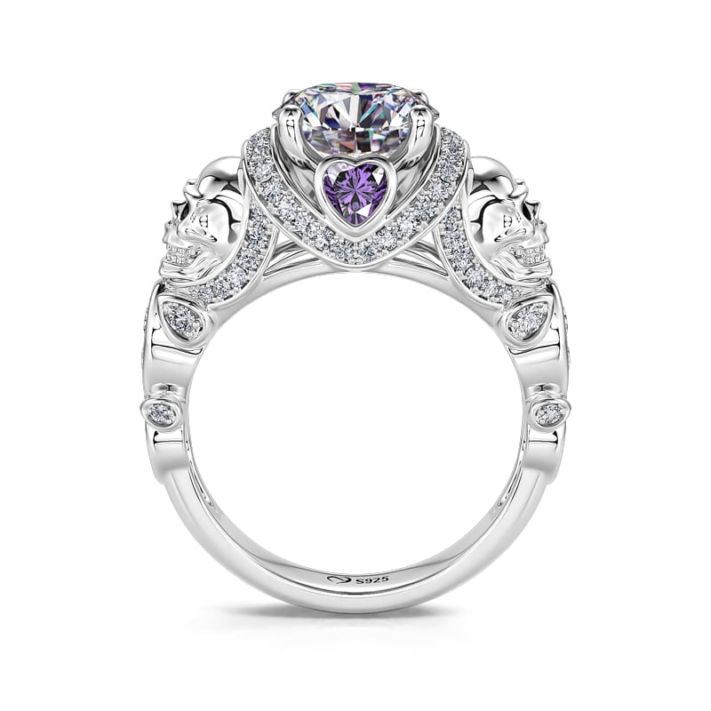 Jeulia "Enduring Love" Skull Design Round Cut Sterling Silver Ring