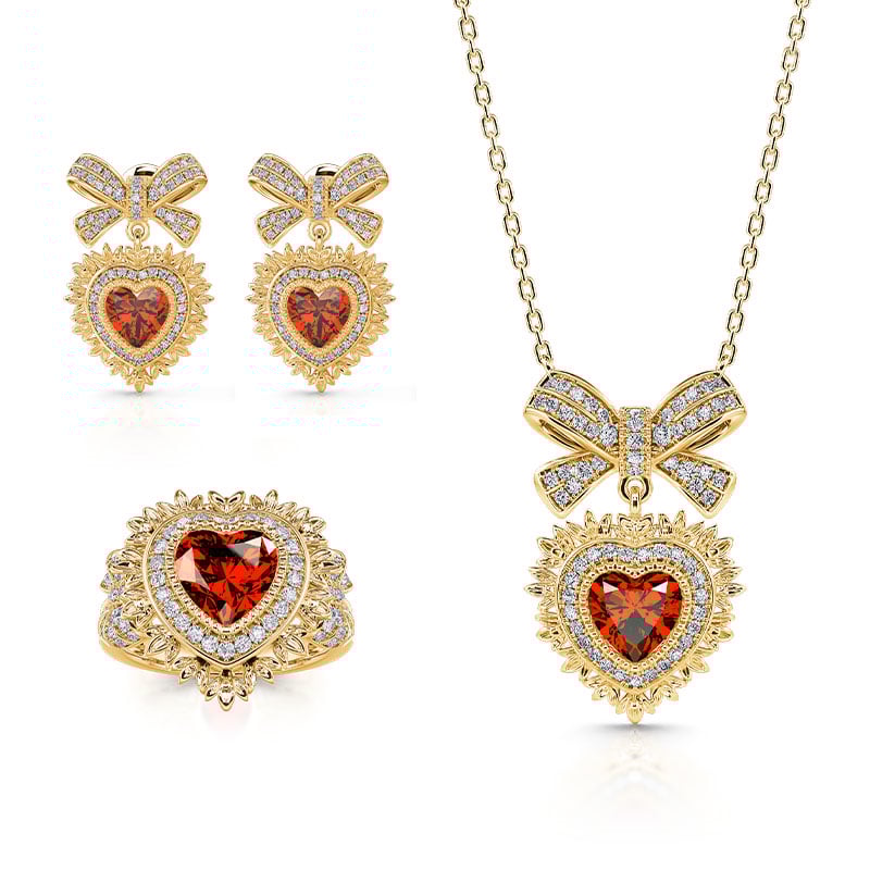 Jeulia "Radiant Love" Sterling Silver Jewelry Set