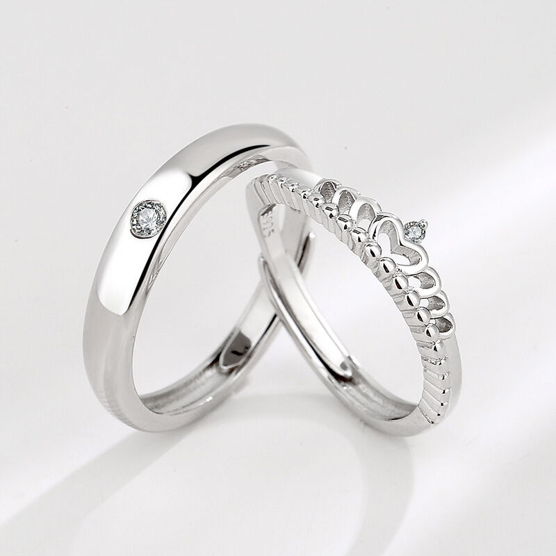Jeulia "Timeless Love" Sterling Silver Adjustable Couple Rings