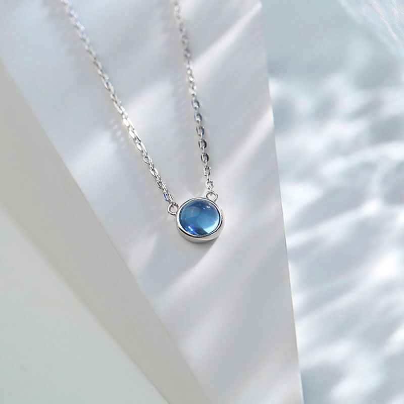 Jeulia Simple Blue Ocean Sterling Silver Necklace