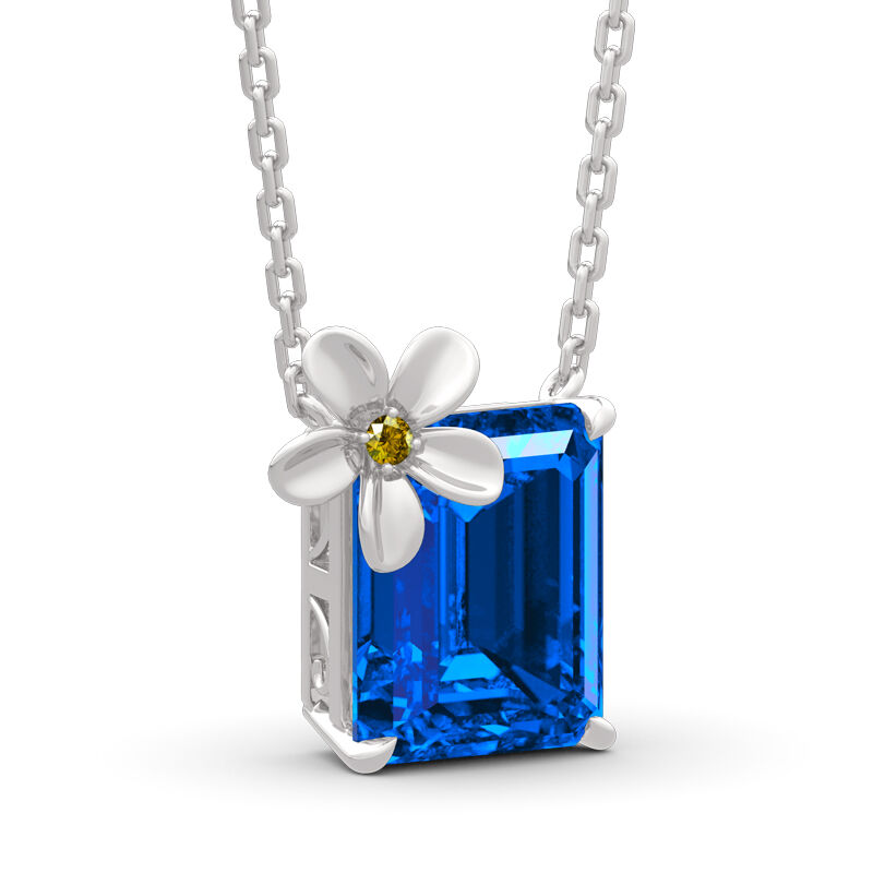 Jeulia "Fragrant Flower" Emerald Cut Sterling Silver Necklace