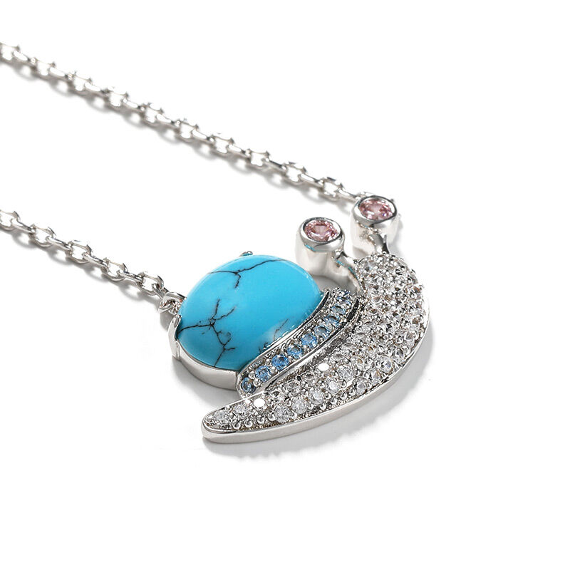 Jeulia "Natural Beauty" Snail Turquoise Design Sterling Silver Necklace