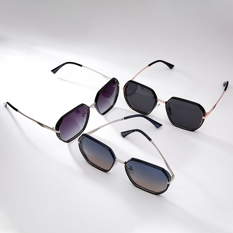 Jeulia "Impromptu" Hexagon Black Polarized Women's Sunglasses