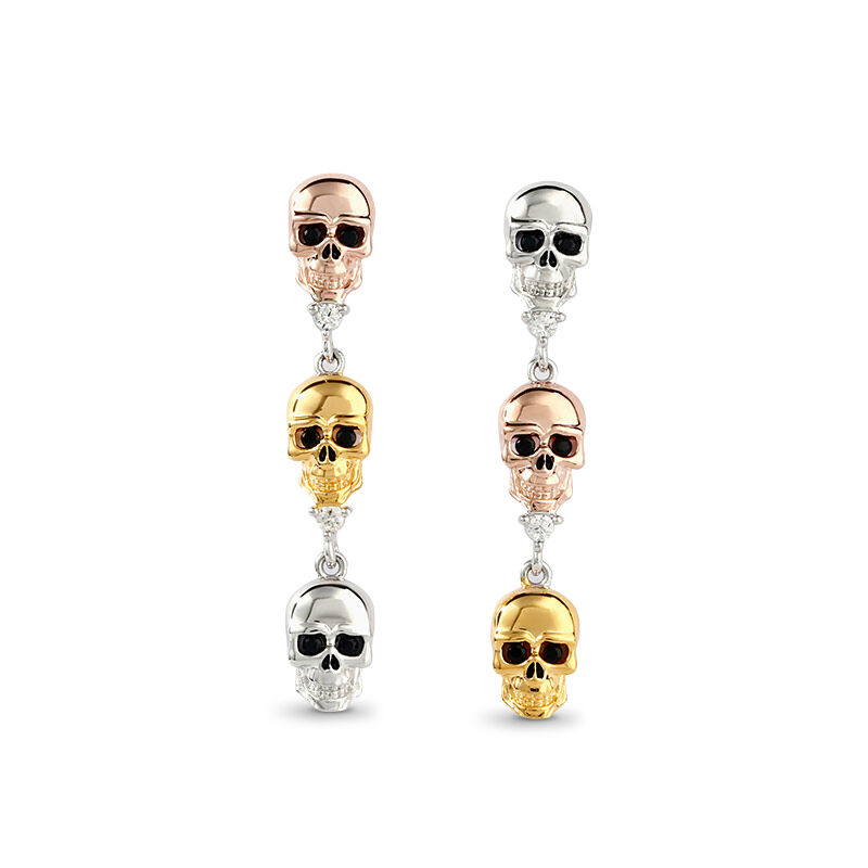 Jeulia "Tricolor Skull" Sterling Silver Earrings