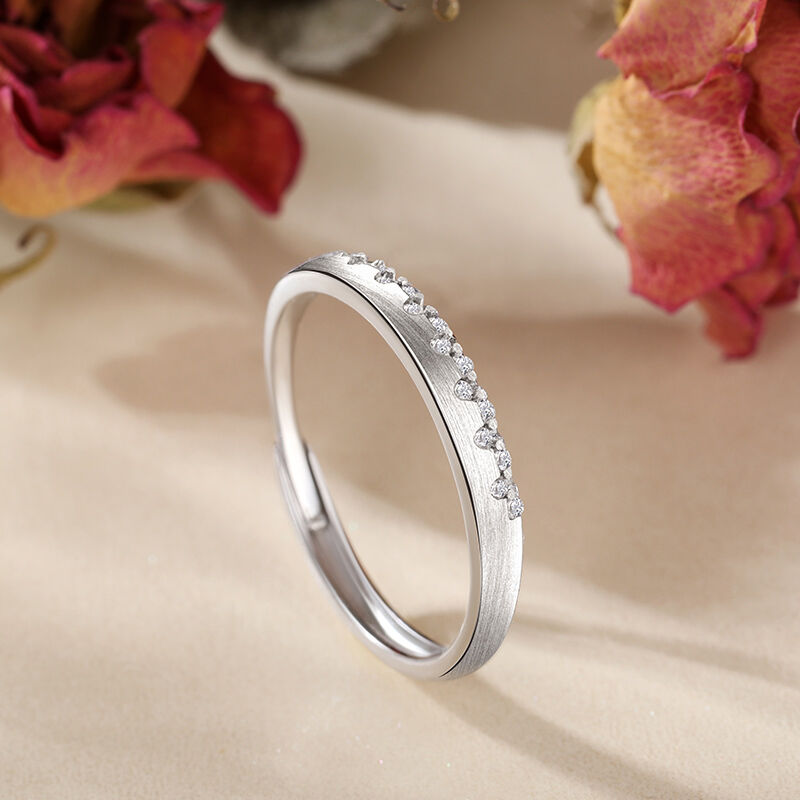 Jeulia Anillo de Pareja Ajustable para Mujer de Plata de Ley de Corte Redondo