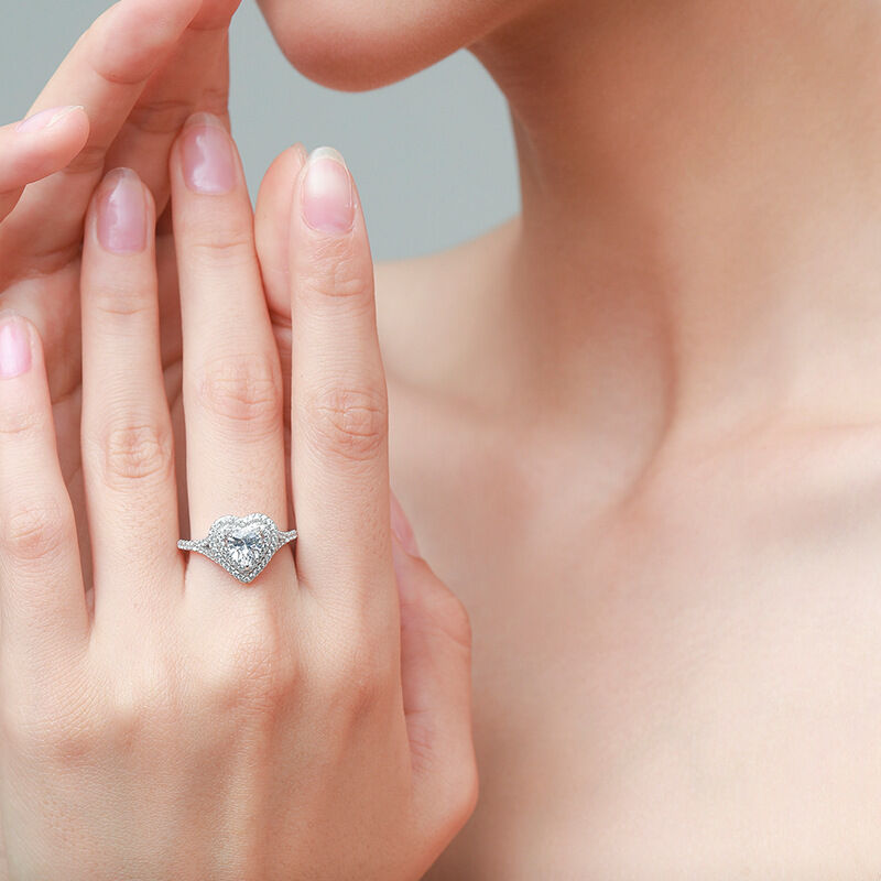 Jeulia Heart Cut Sterling Silver Engagement Ring