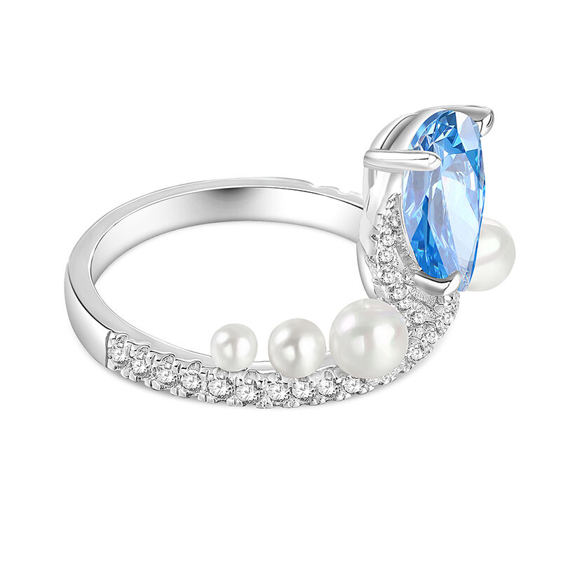 Jeulia Anillo de Perla de Infinito de Aguamarina de Pera Torcido en Plata Esterlina
