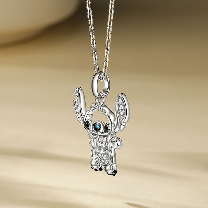 Jeulia "Too Cute Black Eyes" Little Monster Necklace Sterling Silver