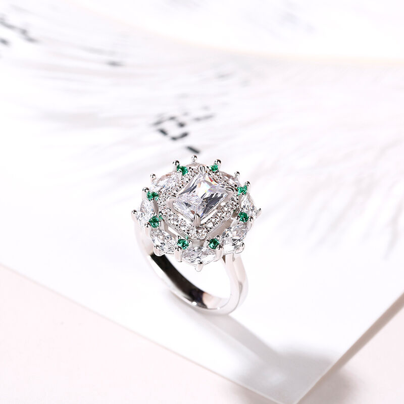 Jeulia Conjunto de joyas de flores de corte radiante en plata de ley