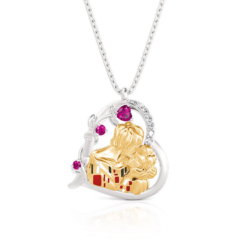 Jeulia Tvåtonad Passionerat Kys Art Deco Halsband Sterling Silver
