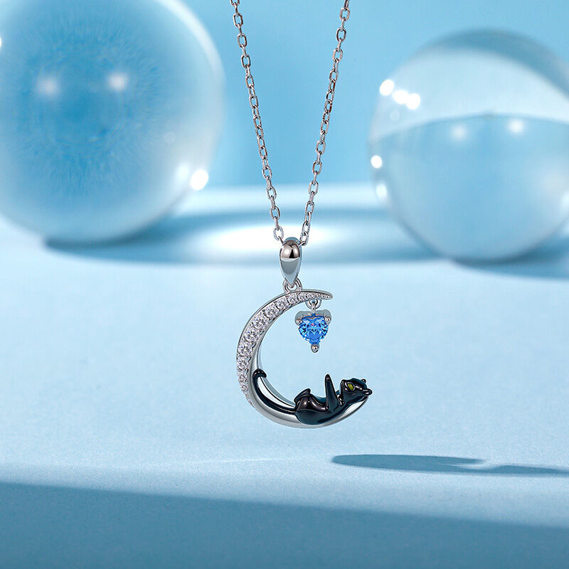 Jeulia Moon Huggers Collier Chat Personnalisé avec Pierre de Naissance