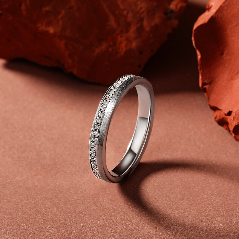 Jeulia Brushed Polished Eternity Wedding Band for Women