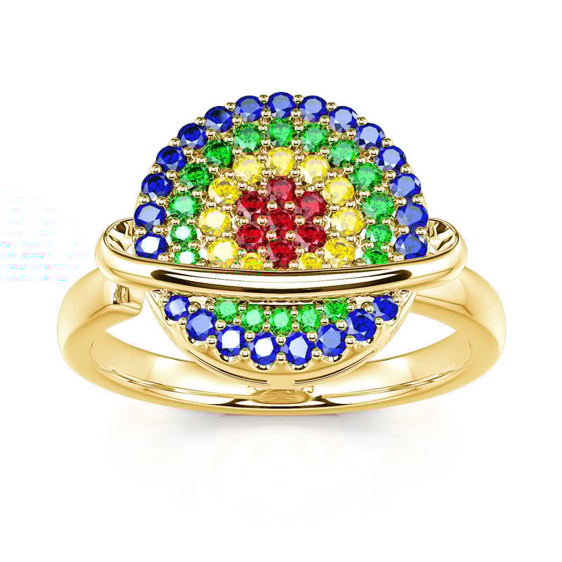 Jeulia Rotating Planet Spinning Meditation Sterling Silver Open Ring