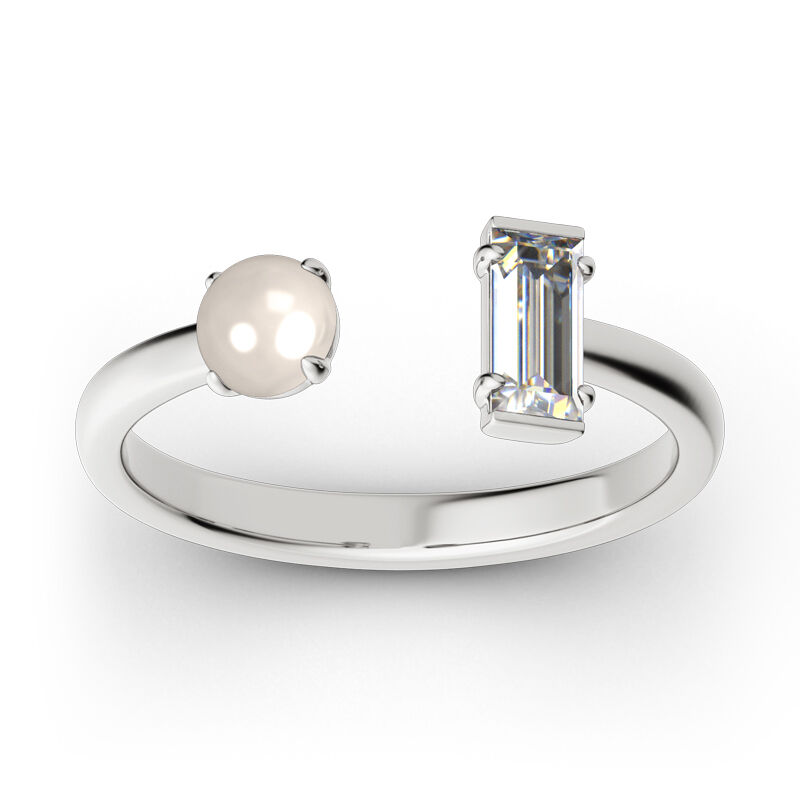 Jeulia Perle Sterling Silber Personalisiert Öffene Ring