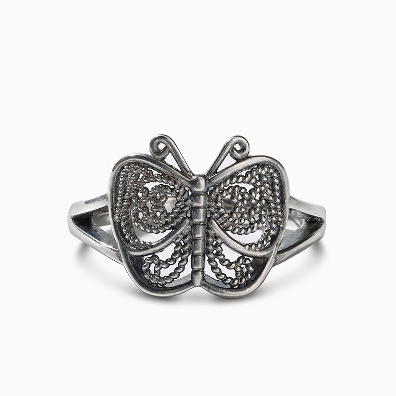 Jeulia "Filigree Butterfly" Sterling Silver Ring
