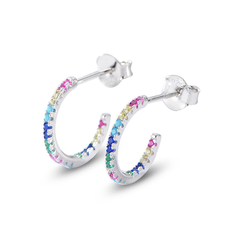 Jeulia Colorful Round Cut Sterling Silver Earrings