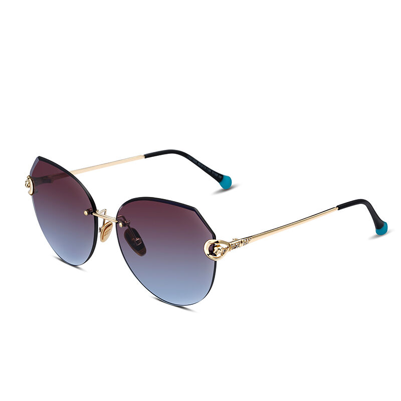 Jeulia "Neon City" runda runda randlösa brun-blå gradient polariserade solglasögon för damer