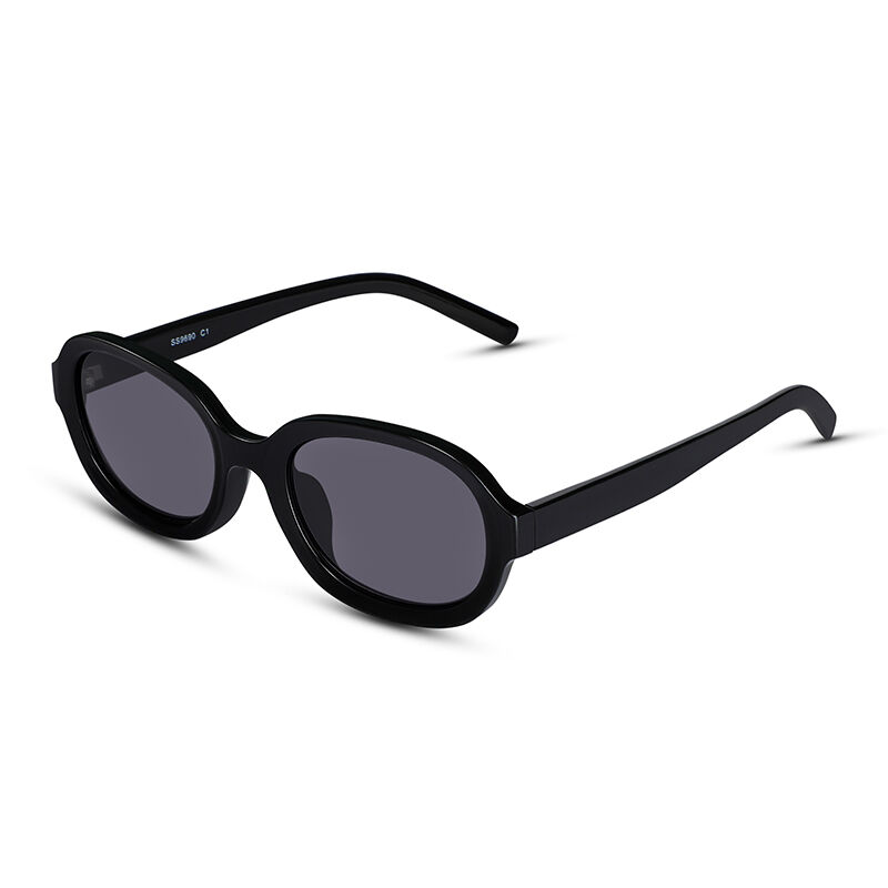 Jeulia Gafas de sol unisex lente ovalado negro/gris