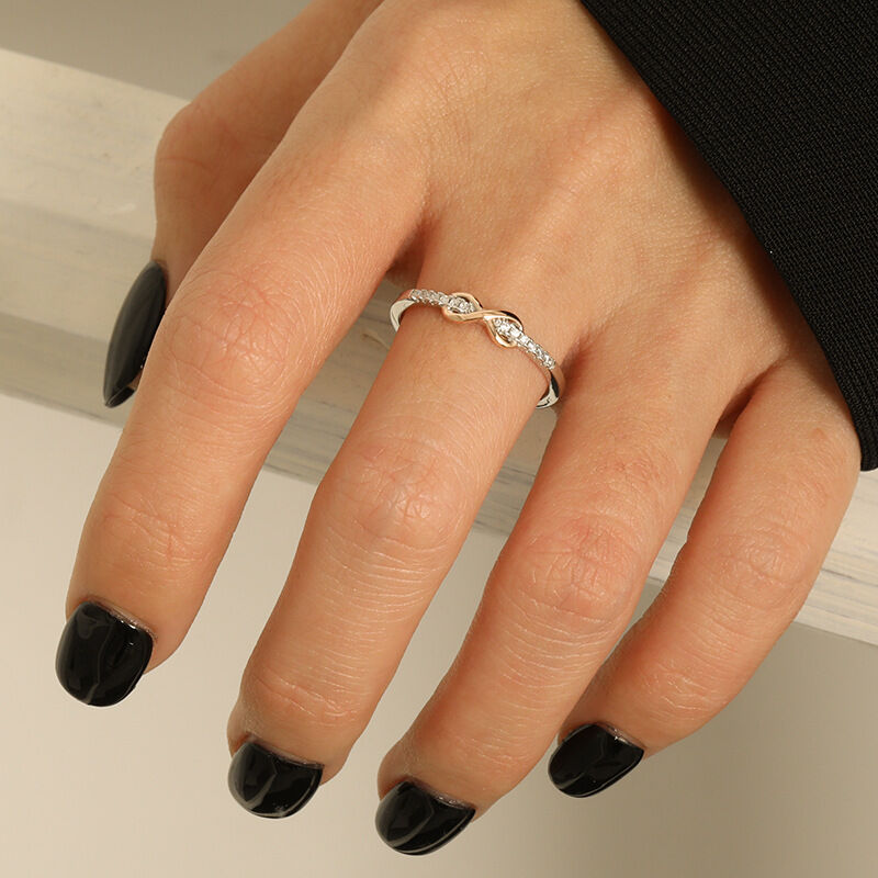 Jeulia Two Tone Infinity Promise Ring Sterling Silver