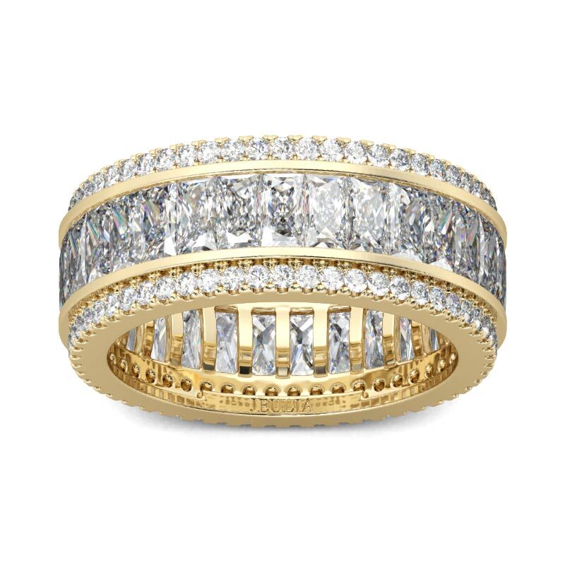 Jeulia Gold Tone Radiant Cut Sterling Silver Women's Band
