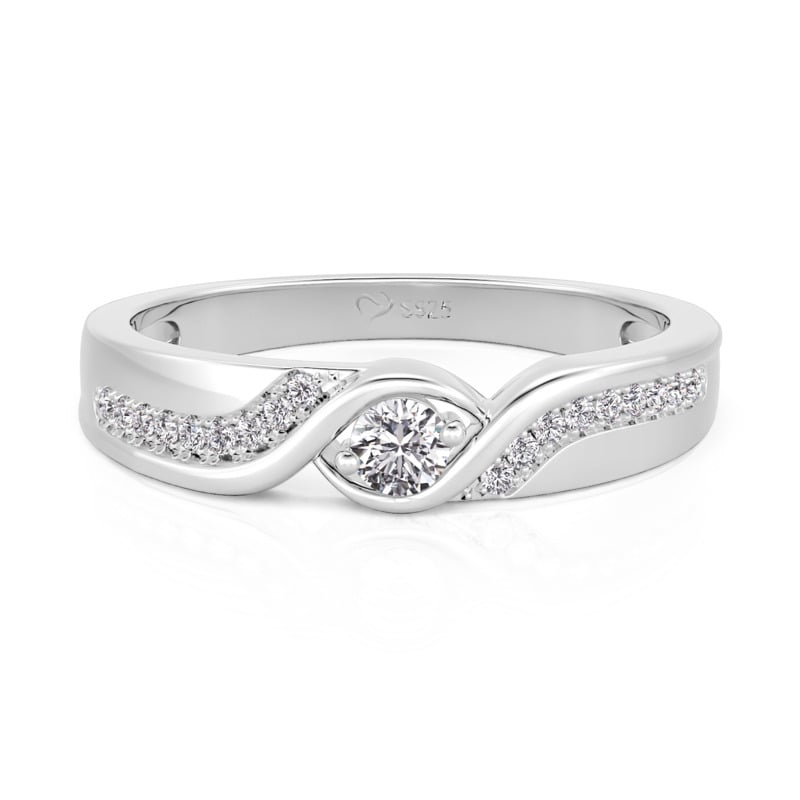 Jeulia Bypass Round Cut Women's Wedding Ring Sterling Silver