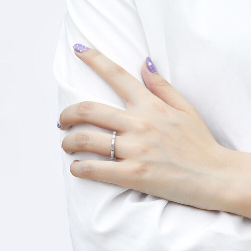 Jeulia Simple Radiant Cut Sterling Silver Women's Band
